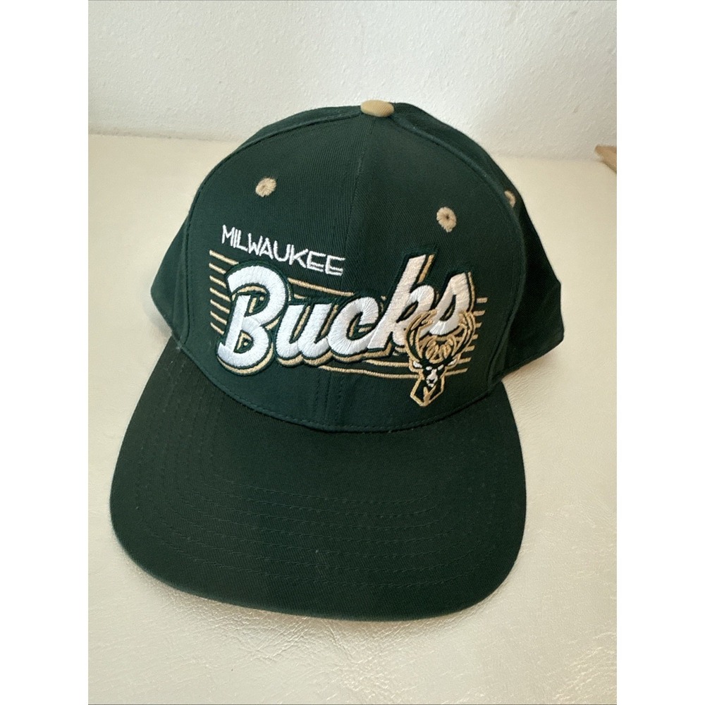 Milwaukee Bucks Hat Large Graphics NBA Adjustable Retro Style
